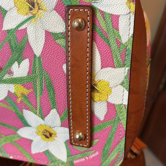 Dooney & Bourke Floral bucket bag shoulder bag daylilies white yellow pink gre - Picture 13 of 16